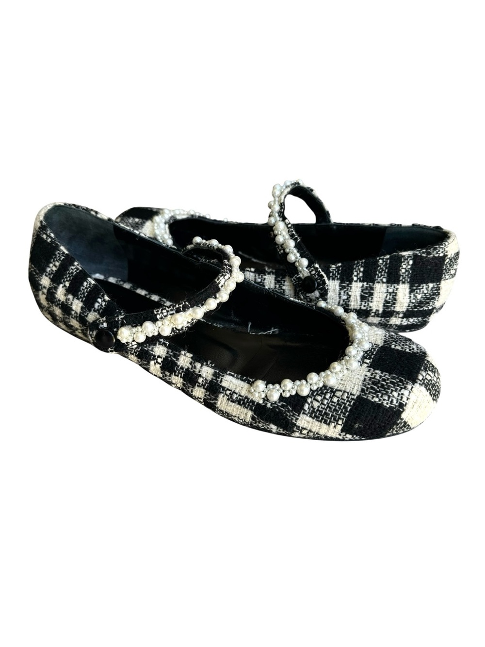 Simone Rocha Mary Jane Tweed Pearl Flats - Picture 3 of 15